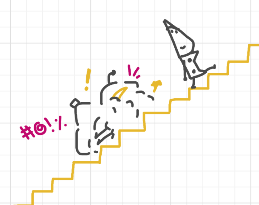 A panel from Running Duos, episode four of the Board Boards object show by Furretwalk/WalkingFurret.